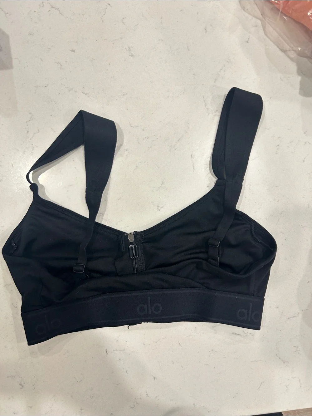 ALO Yoga Black Front-Zip Supportive Sports Bra